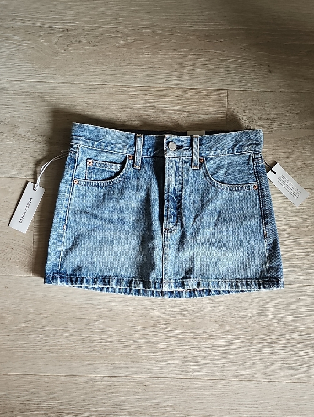 Denim Forum Light Wash Blue Mini Skirt
